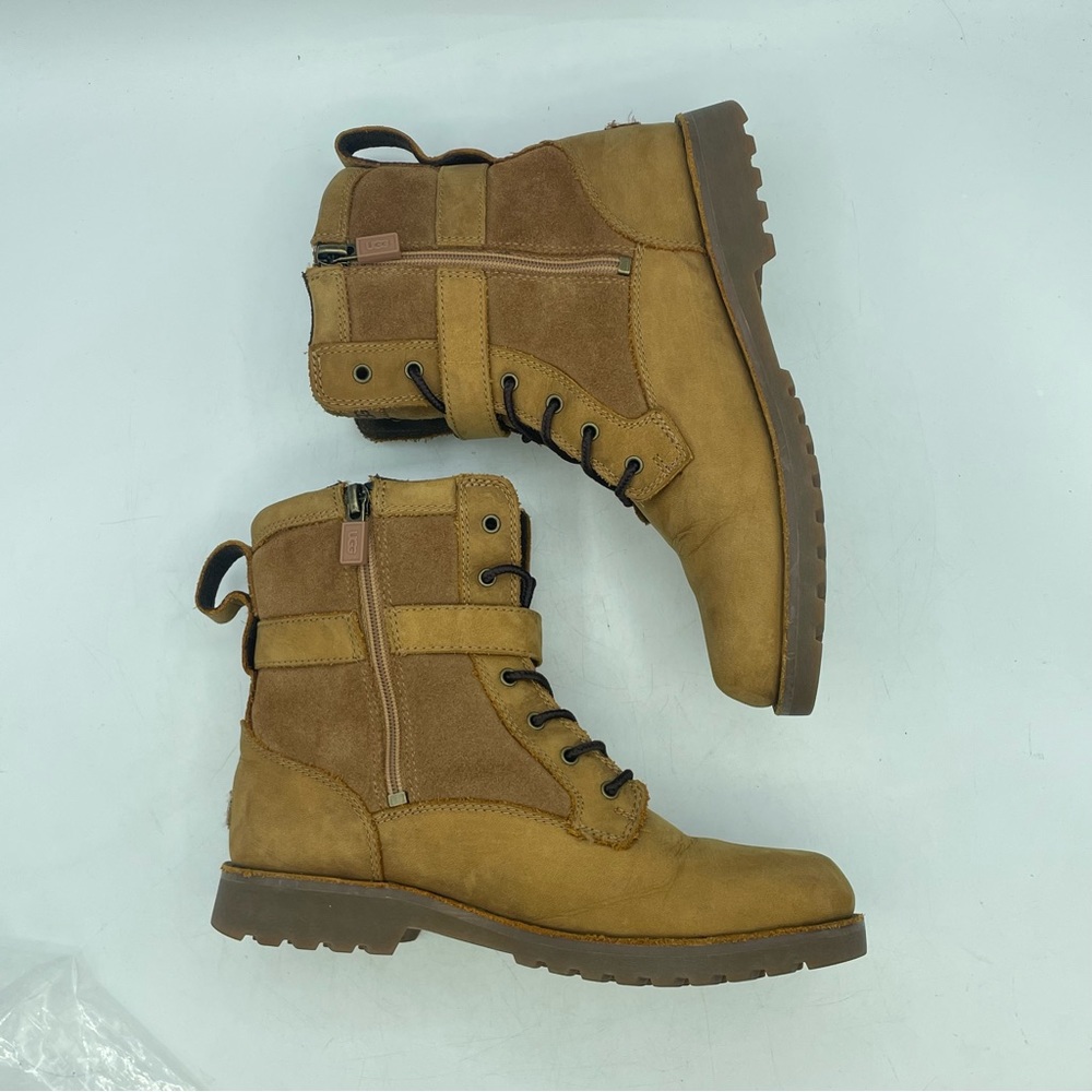 UGG Koren Brown Leather Suede Boots Youth Girls 1017816K Size 3 Chestnut Hiking - Picture 7 of 13